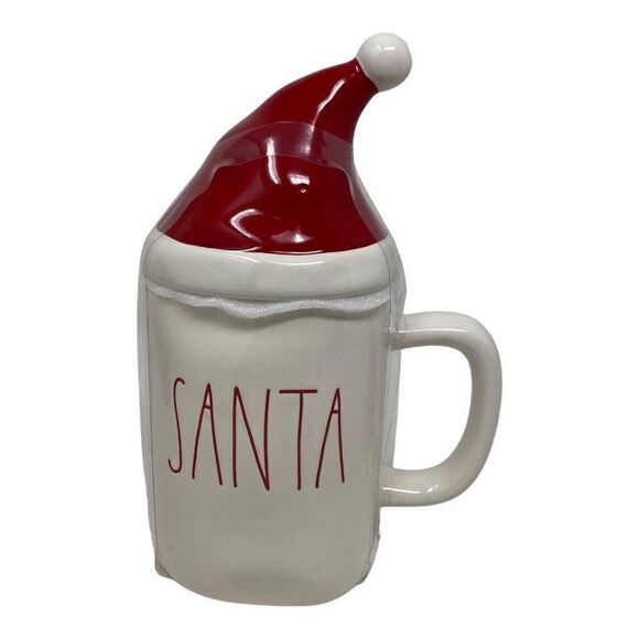 Rae Dunn Holiday Christmas “Santa” Mug With Red Hat‎ Topper LL Elf Novelty Tea - Picture 1 of 5